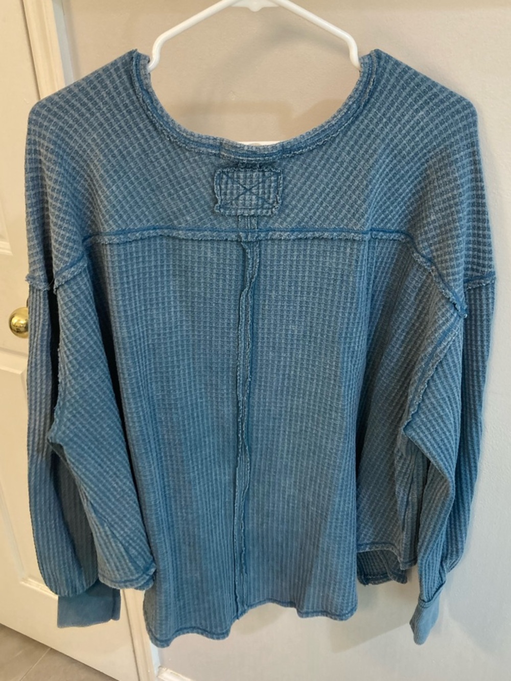 We The Free People Coraline Thermal Womens Small Oversized Swing Top Legion Blue - Picture 6 of 8